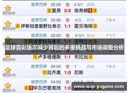 足球竞彩场次减少背后的多重挑战与市场调整分析 足球竞彩场次减少背后的多重挑战与市场调整分析